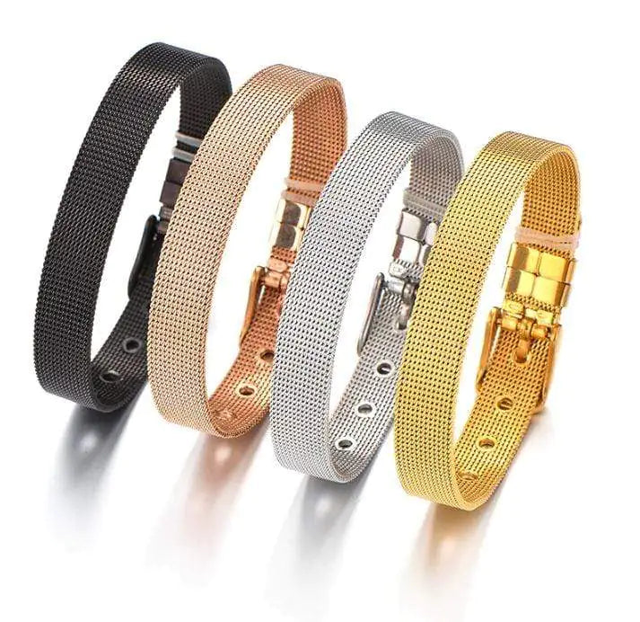 Pulsera de Malla Ajustable de Acero Inoxidable (Oro Rosa)