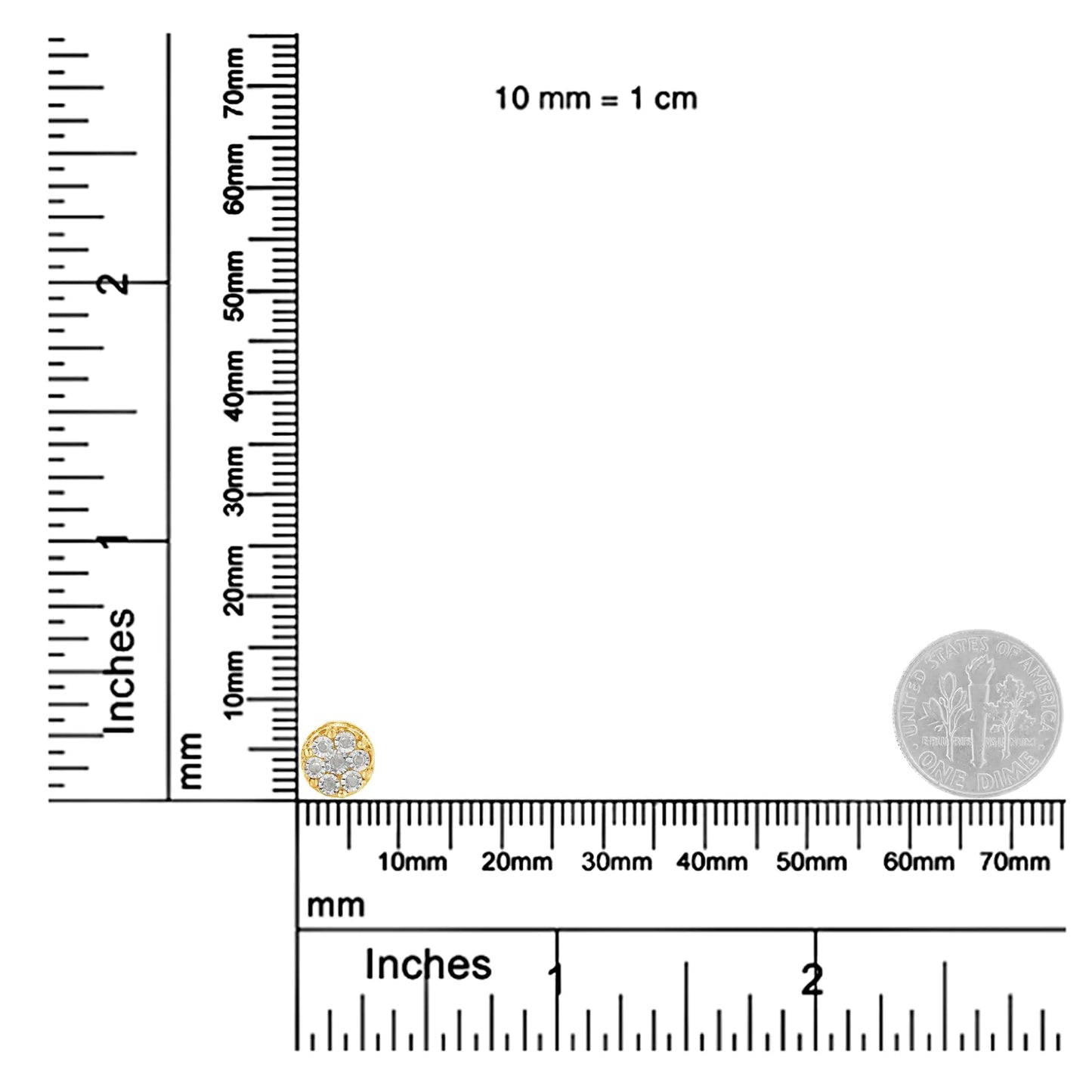 Pendientes de Botón con Diseño Floral de Diamantes (1/7 ct) en Plata y Baño de Oro 14K